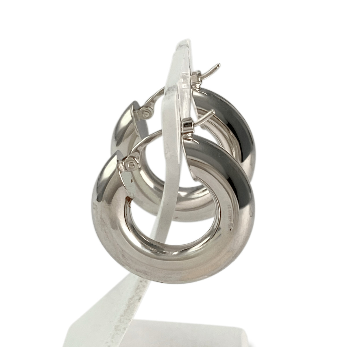 Créoles d'occasion or 750 blanc - vue 2