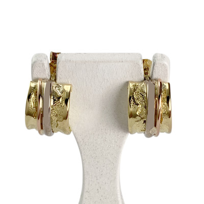 Boucles d'oreilles d'occasion or 750 jaune 3 tons - vue 1
