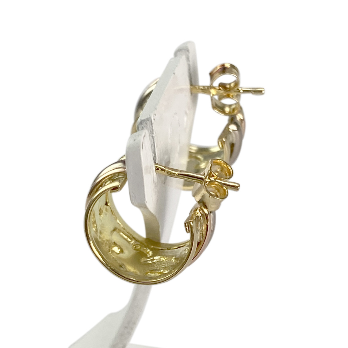 Boucles d'oreilles d'occasion or 750 jaune 3 tons - vue 2