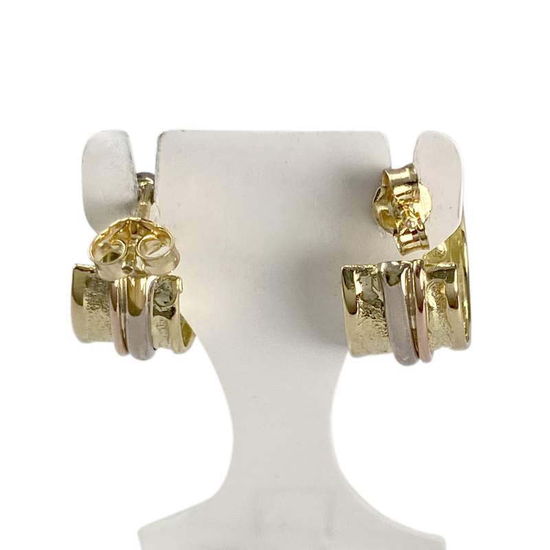 Boucles d'oreilles d'occasion or 750 jaune 3 tons - vue 3