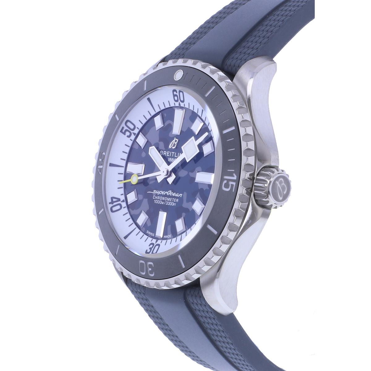 Montre d'occasion BREITLING SuperOcean homme mouvement automatique certifié (cosc) bracelet caoutchouc - vue D2