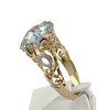 Bague d'occasion  or 750 2 tons topaze traitée sky blue diamants - vue V2