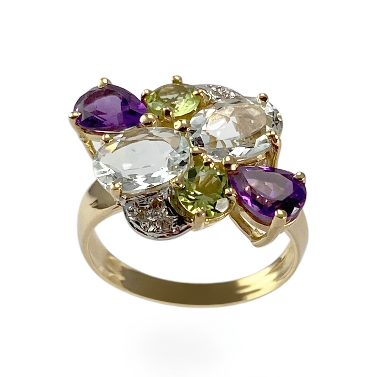 Bague d'occasion or 750 2 tons pierres fines