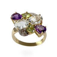 Bague d'occasion or 750 2 tons pierres fines