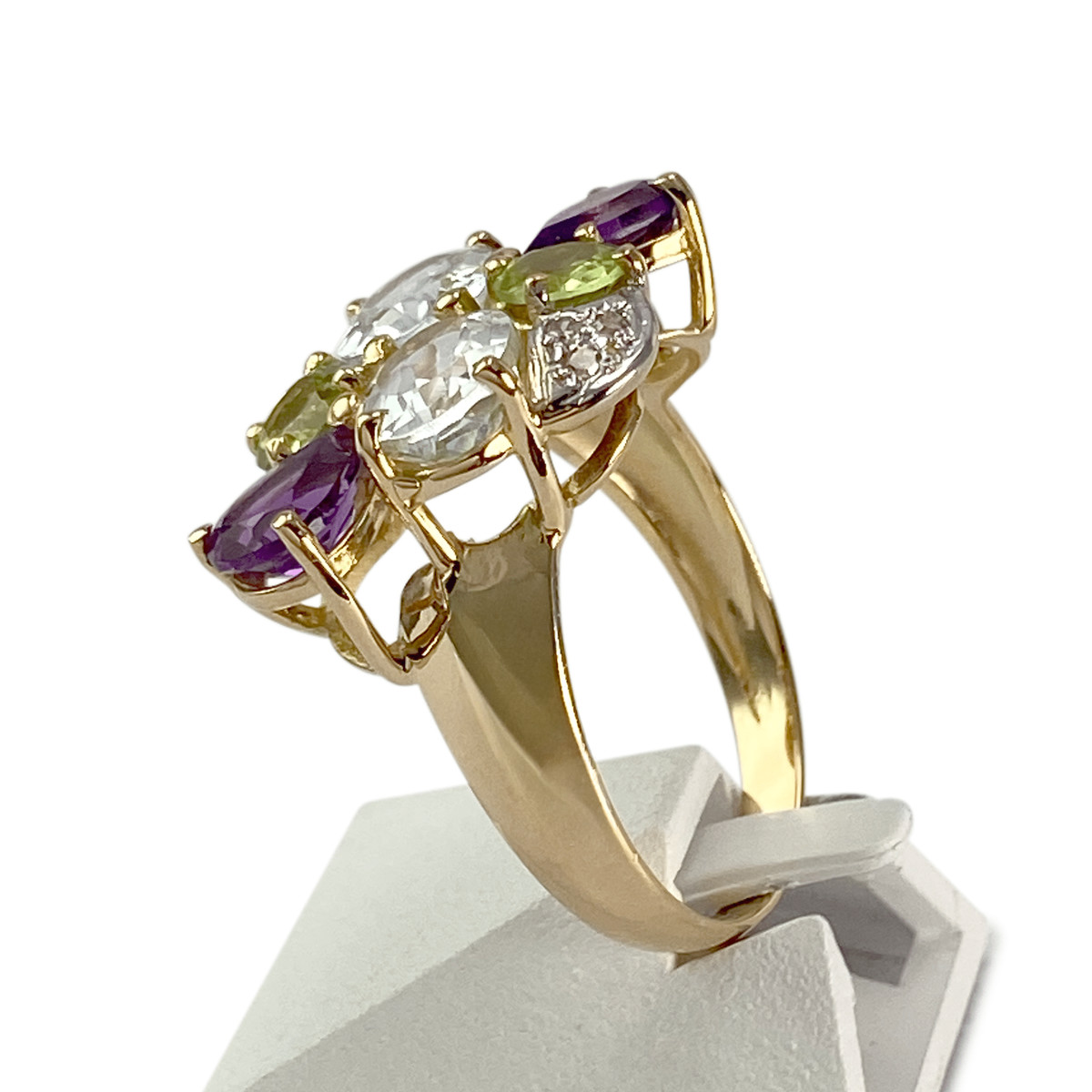 Bague d'occasion or 750 2 tons pierres fines - vue 2