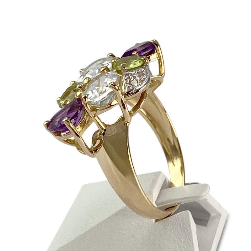 Bague d'occasion or 750 2 tons pierres fines - vue 2