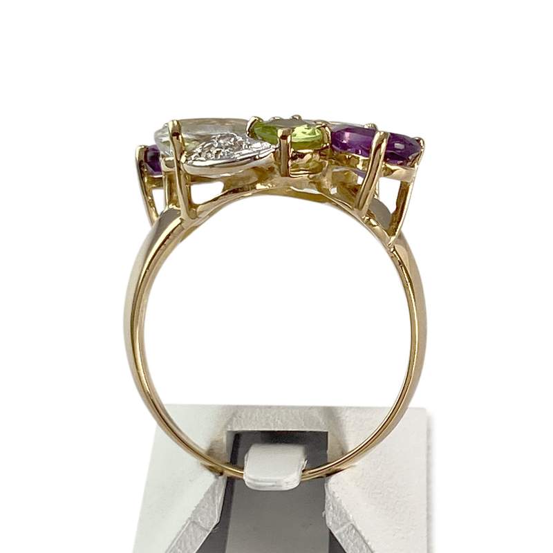 Bague d'occasion or 750 2 tons pierres fines - vue 3