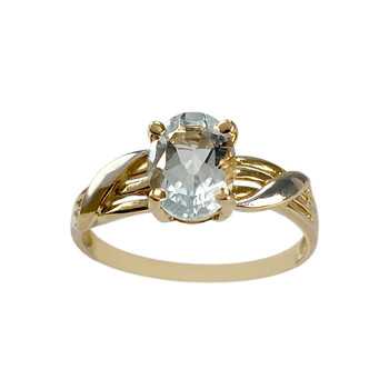 Bague d'occasion or 750 2 tons aigue marine