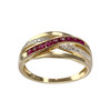 Bague d'occasion  or 750 2 tons rubis diamants - vue V1