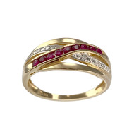 Bague d'occasion  or 750 2 tons rubis diamants