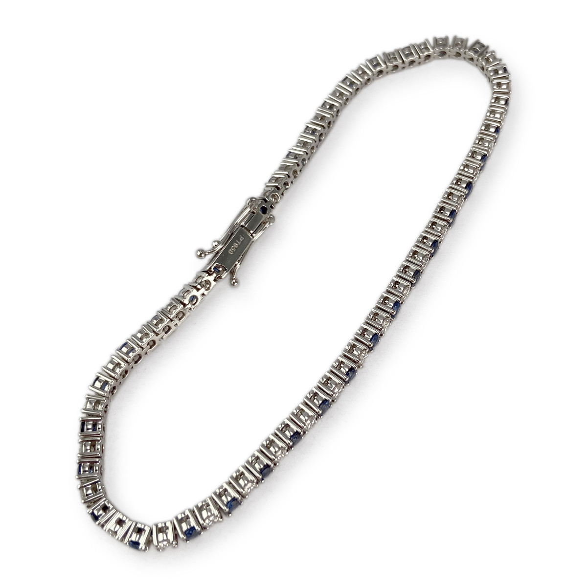 Bracelet d'occasion platine blanc diamants saphirs - vue 2