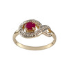 Bague d'occasion  or 750 2 tons diamants rubis - vue V1