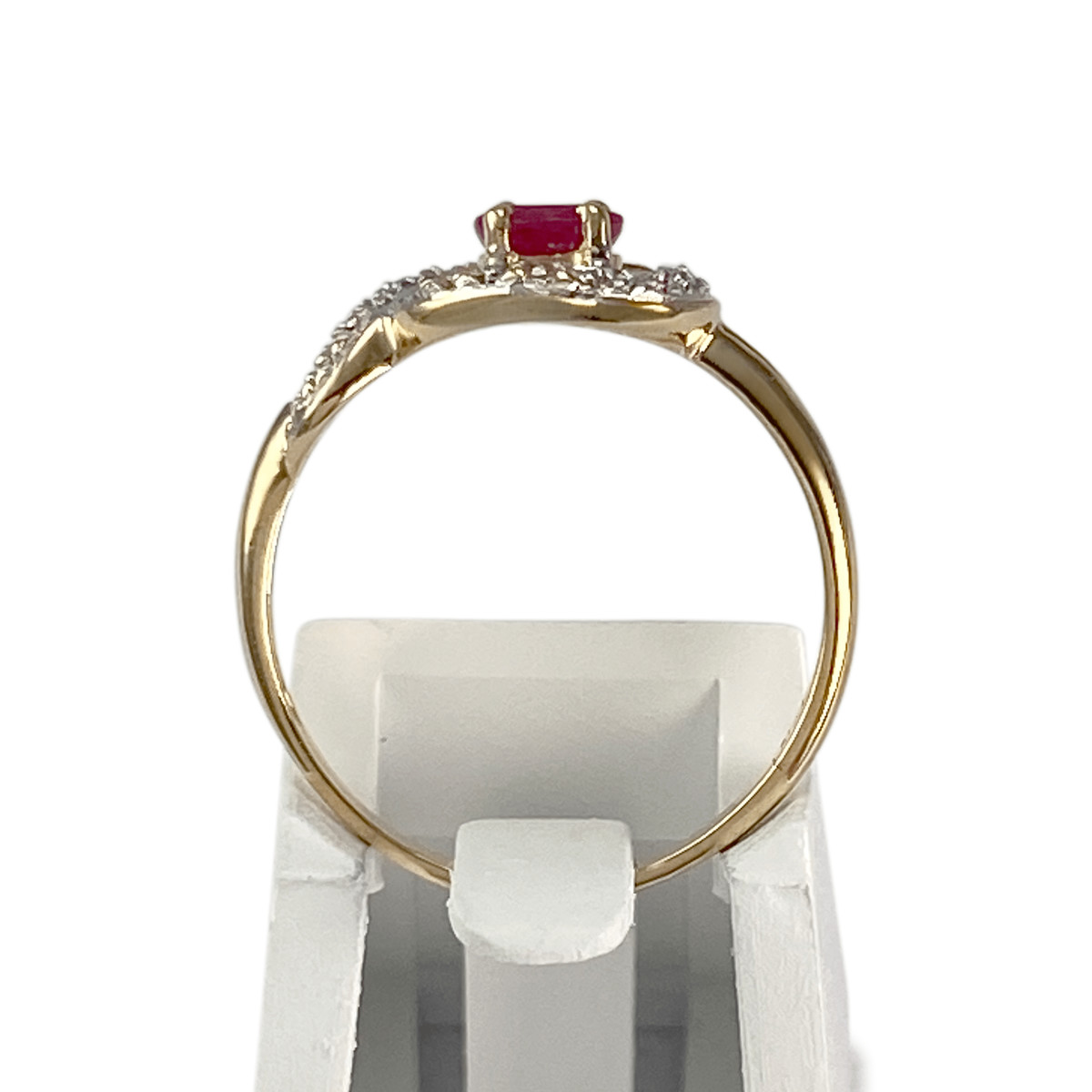 Bague d'occasion  or 750 2 tons diamants rubis - vue 3