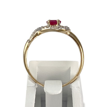 Pre-owned ring, 750 gold, two-tone, diamonds, rubies