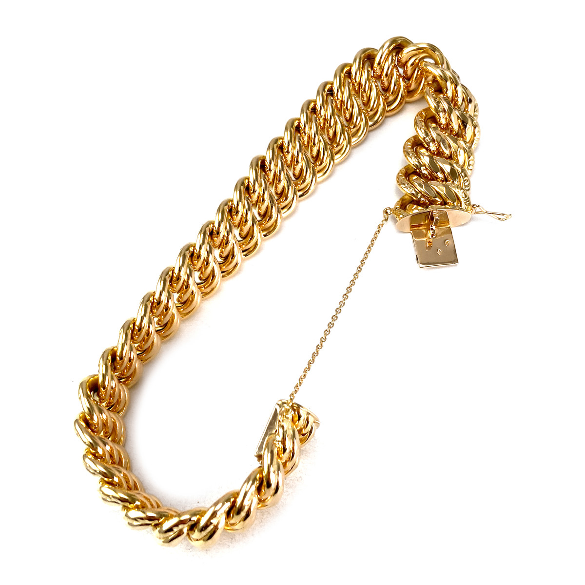 Pre-owned 750 yellow gold American chain bracelet - view 3