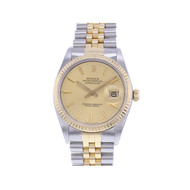 Montre d'occasion ROLEX DateJust homme mouvement automatique certifié (cosc) bracelet or jaune 750/000 et acier