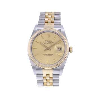 Montre d'occasion ROLEX DateJust homme mouvement automatique certifié (cosc) bracelet or jaune 750/000 et acier