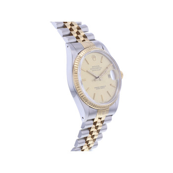 Montre d'occasion ROLEX DateJust homme mouvement automatique certifié (cosc) bracelet or jaune 750/000 et acier