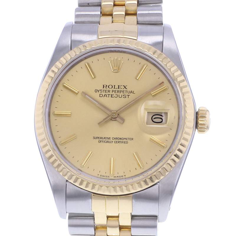 Montre d'occasion ROLEX DateJust homme mouvement automatique certifié (cosc) bracelet or jaune 750/000 et acier - vue D1