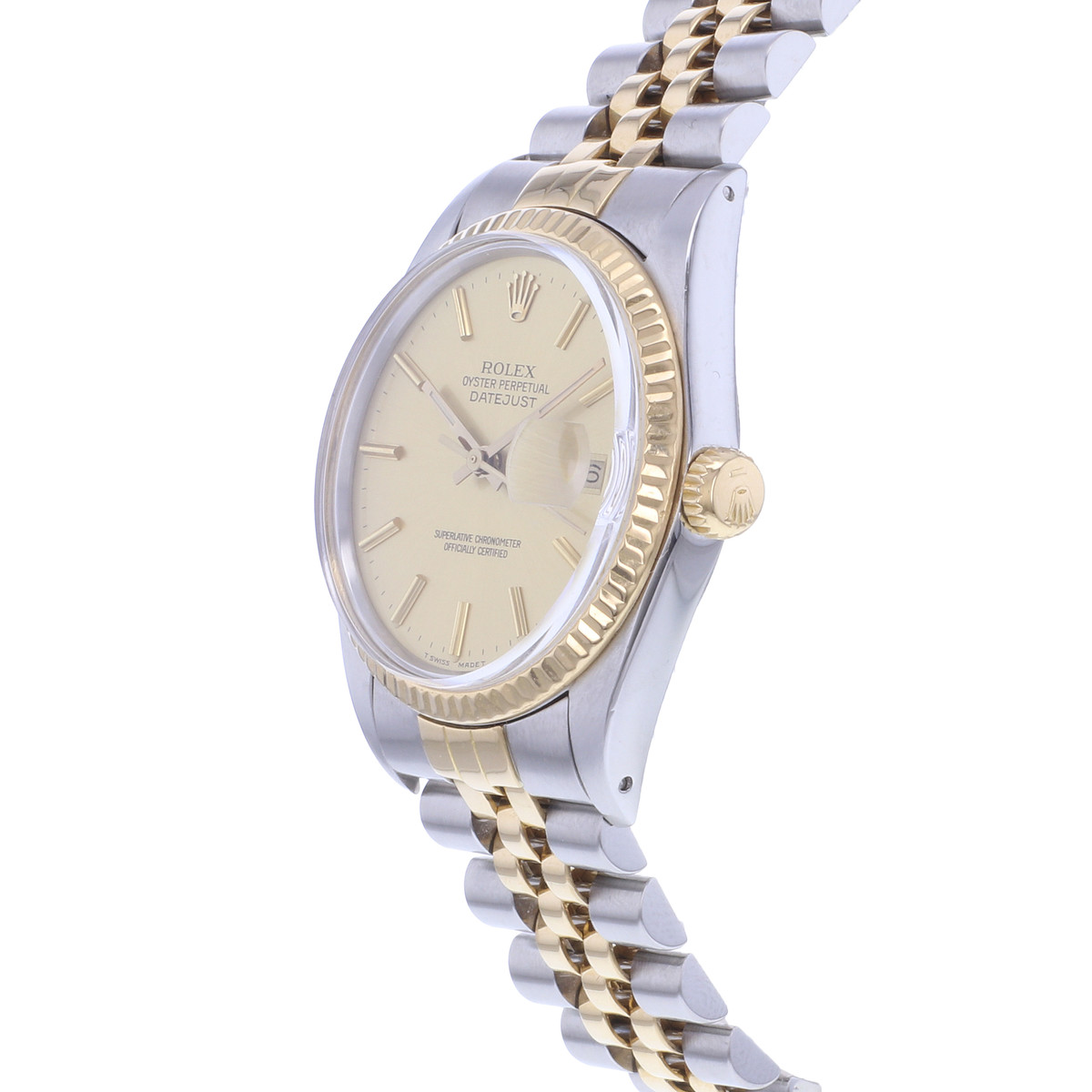 Montre d'occasion ROLEX DateJust homme mouvement automatique certifié (cosc) bracelet or jaune 750/000 et acier - vue D2