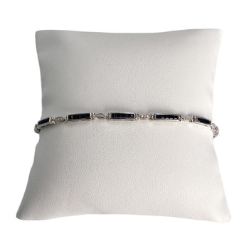 Tweedehands armband van 750 witgoud met saffieren en diamanten, 18 cm