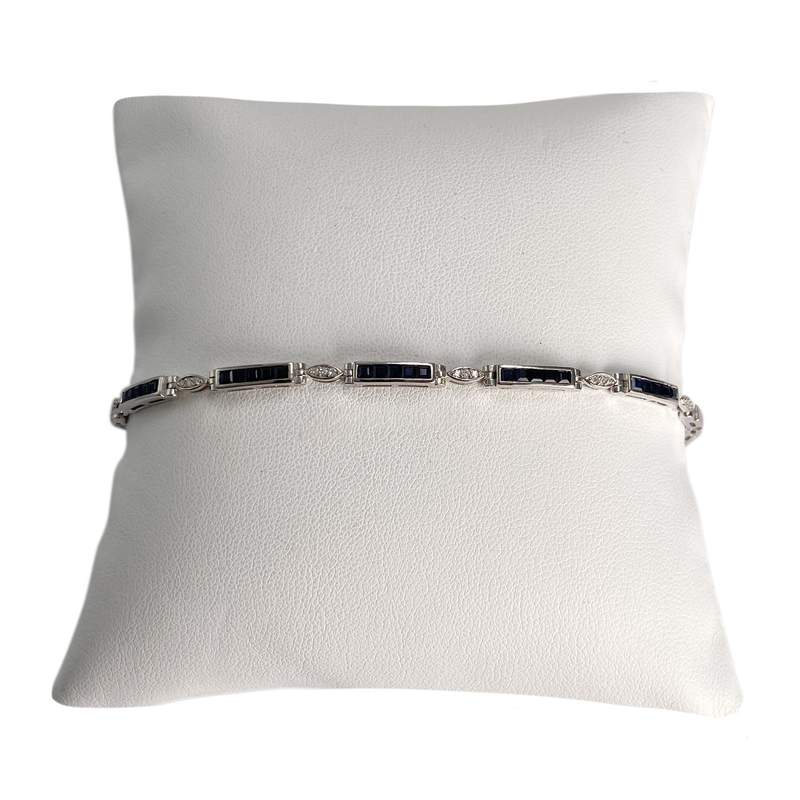 Bracelet d'occasion or blanc 750 saphirs diamants 18 cm - vue 1
