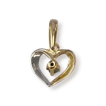 Pendentif coeur d'occasion or 750 2 tons emeraude