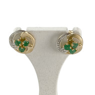 Boucles d'oreilles d'occasion  or 750 2 tons emeraudes