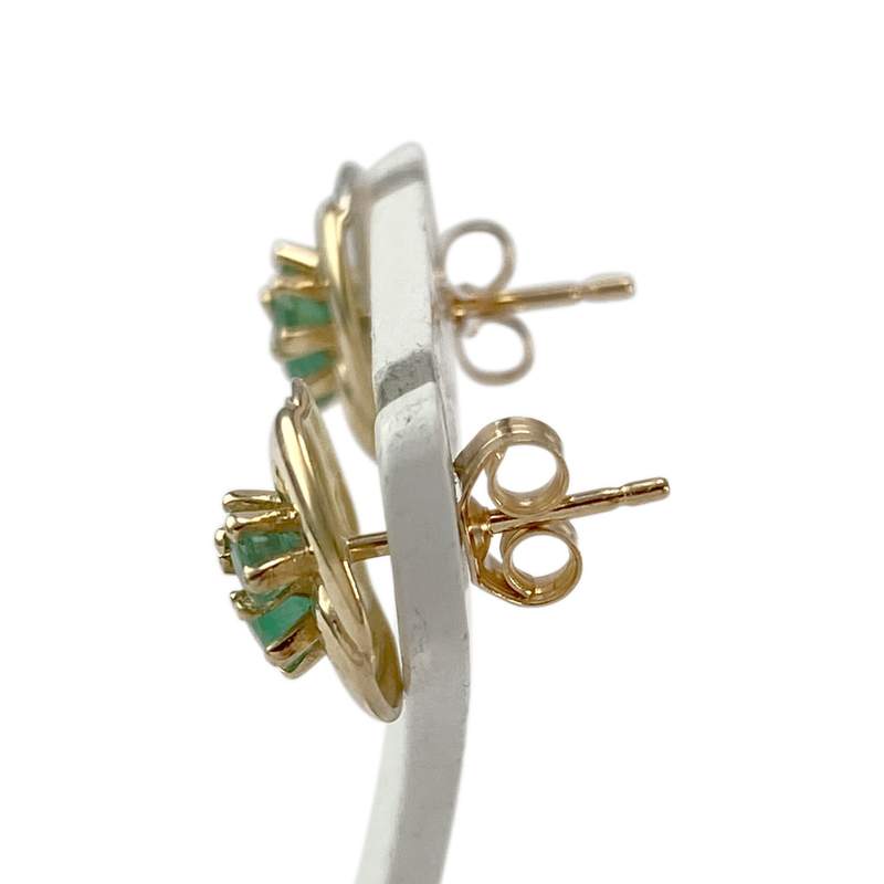 Boucles d'oreilles d'occasion  or 750 2 tons emeraudes - vue 2
