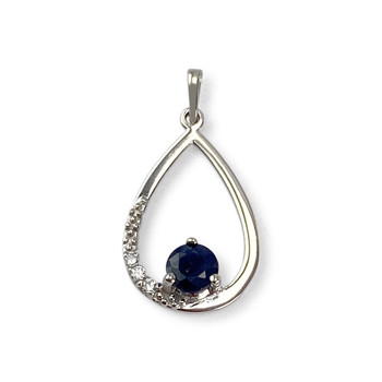 Pendentif d'occasion or 375 blanc saphir zirconias