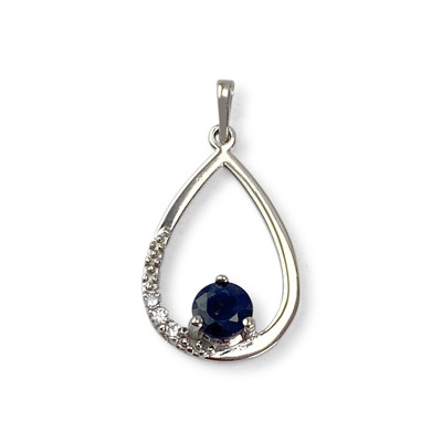 Pendentif d'occasion or 375 blanc saphir zirconias - vue 1