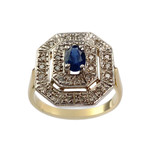 Bague d'occasion 2 ors 750 saphir diamants - vue 1