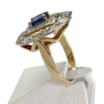 Bague d'occasion 2 ors 750 saphir diamants