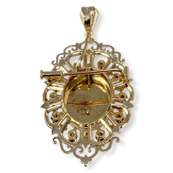 Pendentif d'occasion or 750 jaune grenats émeraude diamants