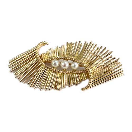Broche d'occasion or 750 jaune perle de culture