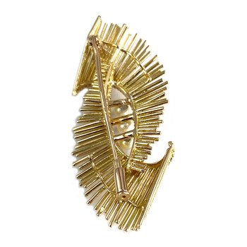 Second-hand brooch in 750 yellow gold with cultured pearl