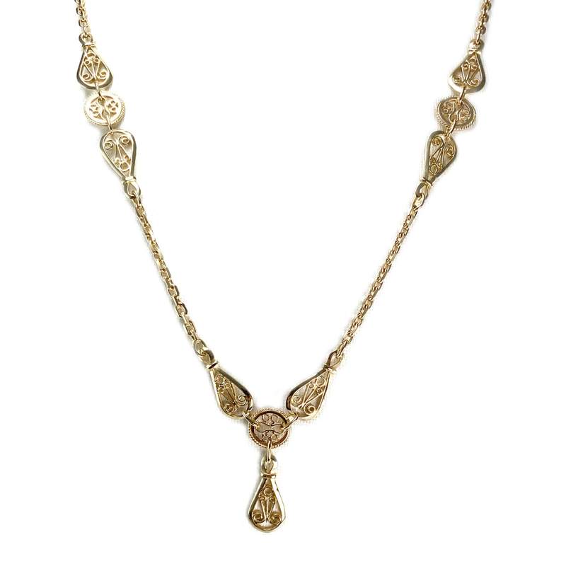 Collier d'occasion or 750 jaune filigrannes maille forcat - vue 1