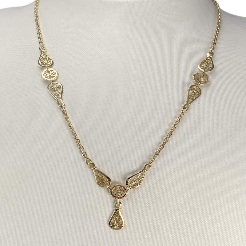 Collier d'occasion or 750 jaune filigrannes maille forcat - vue 2