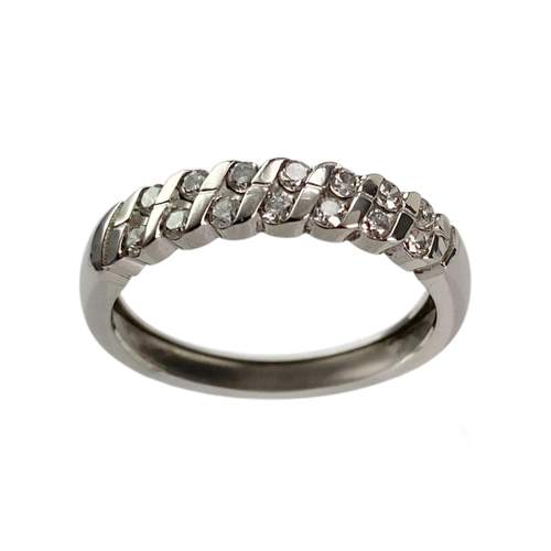 Bague d'occasion or 750 blanc diamants