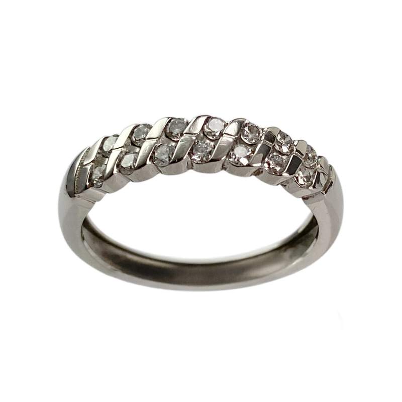 Bague d'occasion or 750 blanc diamants - vue 1