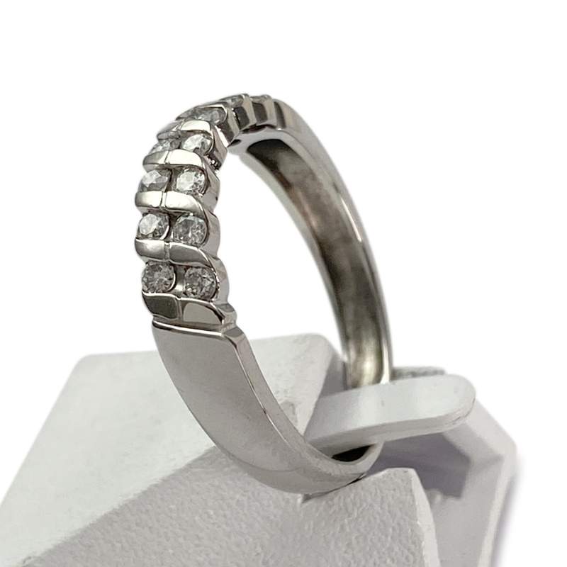 Bague d'occasion or 750 blanc diamants - vue 2