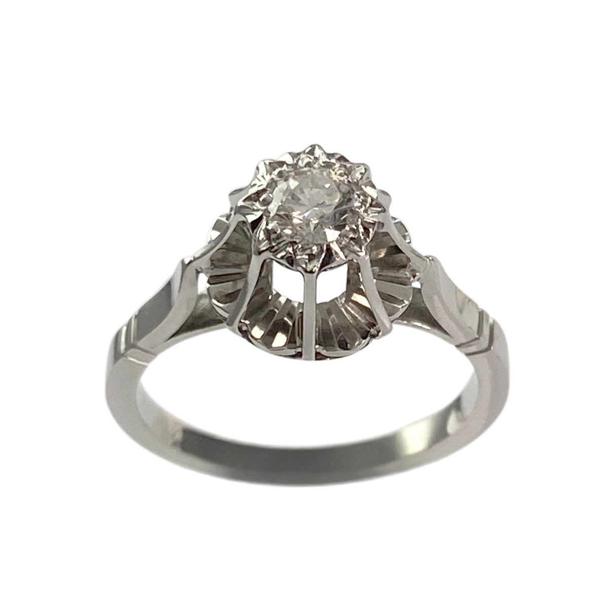 Bague d'occasion or 750 blanc diamant