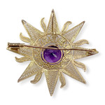 Pre-owned 14K yellow gold brooch with amethyst - view 2