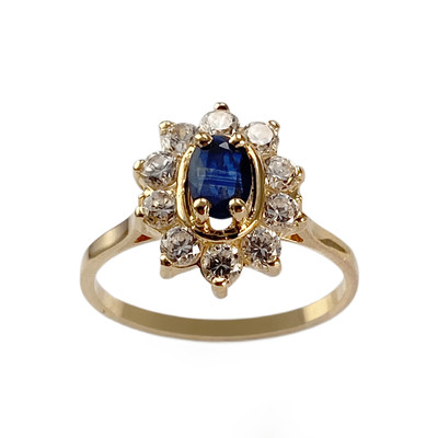 Bague d'occasion or 750 jaune saphir zirconias - vue 1