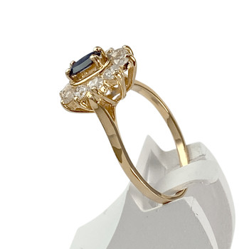 Tweedehands goud 750 gele saffier zirkonia ring