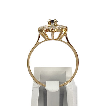 Tweedehands goud 750 gele saffier zirkonia ring