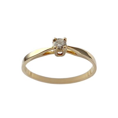 Pre-owned solitaire ring in 375 yellow gold with diamond