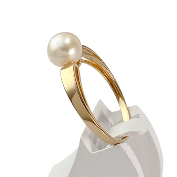 Second-hand gold ring 750 yellow cultured pearl