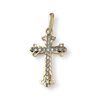 Croix d'occasion or 750 jaune zirconias
