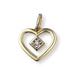 Pendentif coeur d'occasion or 750 2 tons diamant - vue 1